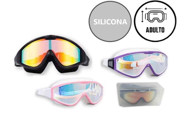 Poessa - Gafas de Natación para Adulto en PVC Anti-Niebla con Protección UV, Colores y Modelos Surtidos Poessa - Gafas de Natación para Adulto en PVC Anti-Niebla con Protección UV, Colores y Modelos Surtidos