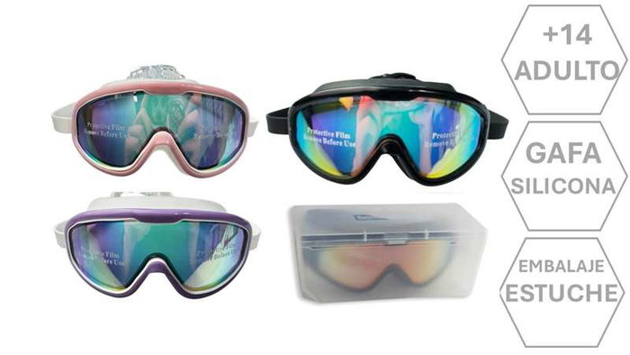 Poessa - Gafas de Natación para Adulto en PVC Anti-Niebla con Protección UV, Colores y Modelos Surtidos Poessa - Gafas de Natación para Adulto en PVC Anti-Niebla con Protección UV, Colores y Modelos Surtidos