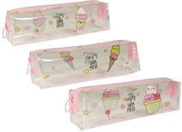 POESSA Pack de 12 Portatodos Transparentes Ice-Cream con Cremallera