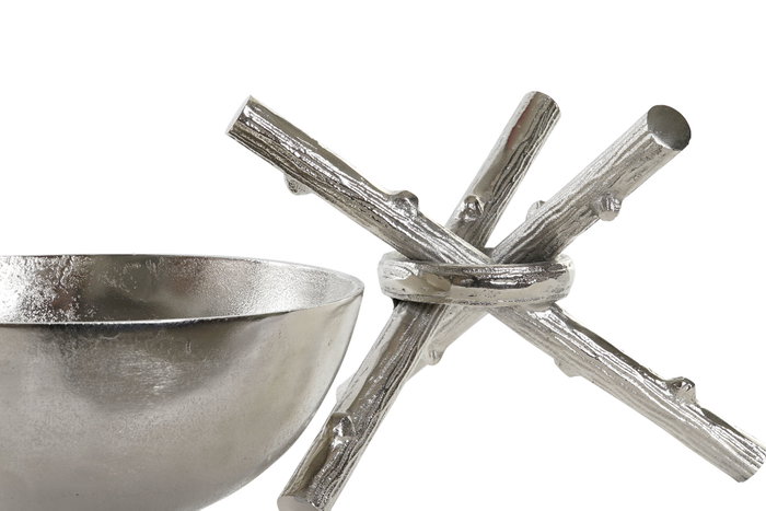 DKD Home Decor Centro de Mesa de Aluminio Plateado 30x30x28 cm
