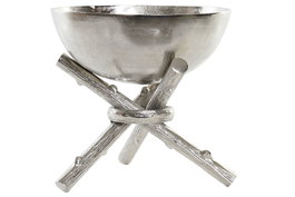 DKD Home Decor Centro de Mesa de Aluminio Plateado 30x30x28 cm