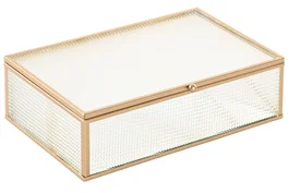 DKD Home Decor Joyero de Cristal y Metal Dorado