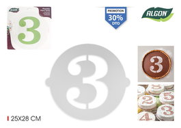 Algon Plantilla Tarta Cumpleaños N-3 25 cm x 25 cm (36 Unidades)