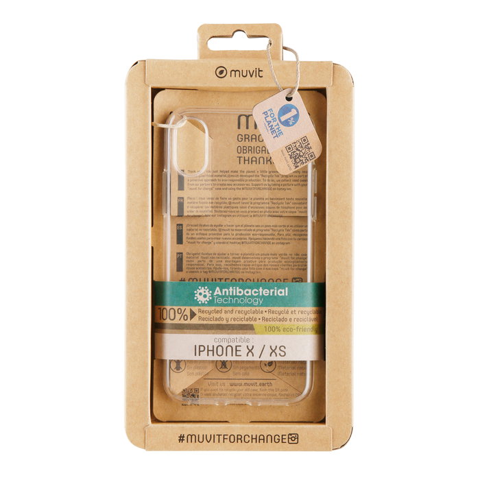 Muvit Funda Recycletek Antibacteriana para Apple iPhone - Fabricada con Materiales 100% Reciclados y Protección Antimicrobiana con Iones de Plata Muvit Funda Recycletek Antibacteriana para Apple iPhone - Fabricada con Materiales 100% Reciclados y Protección Antimicrobiana con Iones de Plata
