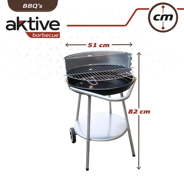 Aktive Barbacoa de Carbón Redonda 51x51x82 cm