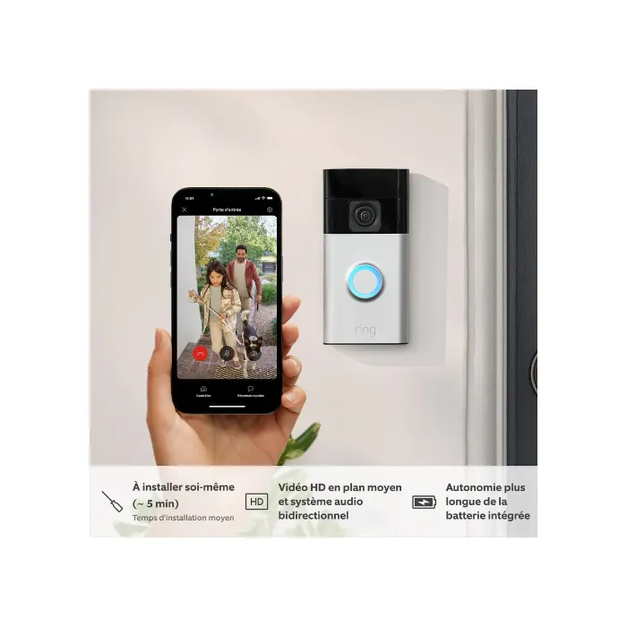 Ring - Timbre de Video Inalámbrico HD 1440p con Notificaciones, Toma Media, Color Bronce Veneciano - RIN0840268939748