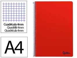 Liderpapel Cuaderno Espiral Smart A4 80 Hojas Cuadro 4mm Rojo
