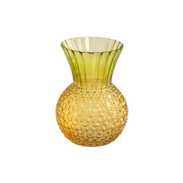 Jarrón Piña Verde-Amarillo Cristal 17 X 17 X 22 cm (Set de 2)