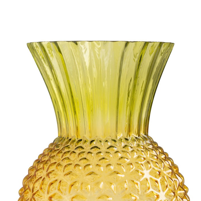 Jarrón Piña Verde-Amarillo Cristal 17 X 17 X 22 cm (Set de 2)