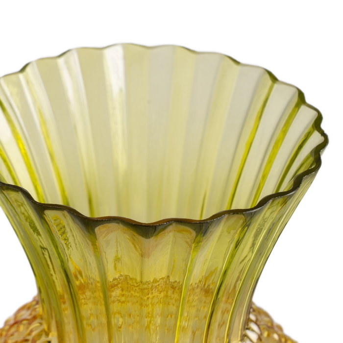 Jarrón Piña Verde-Amarillo Cristal 17 X 17 X 22 cm (Set de 2)