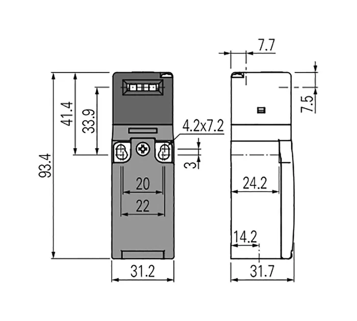 PIZZATO ELETTRICA Interruptor de Seguridad FR NC x2 + NA con Llave Angular