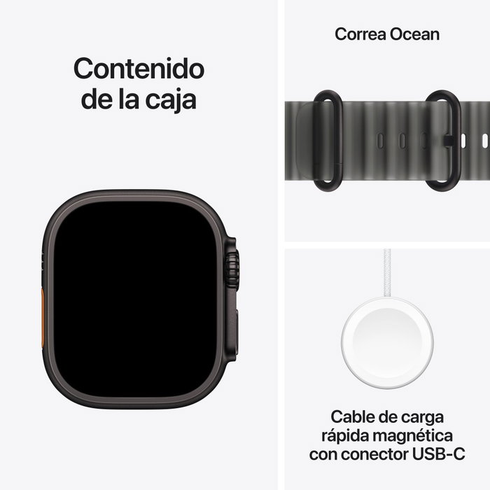 Apple Watch Ultra 4 GPS + Cellular 49mm Caja de Titanio Negro con Correa Ocean Negro Translúcido