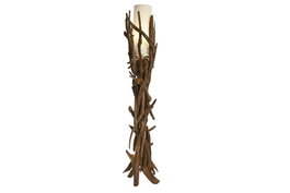 DKD Home Decor Lámpara de pie de teca hecha a mano 40x40x180 cm