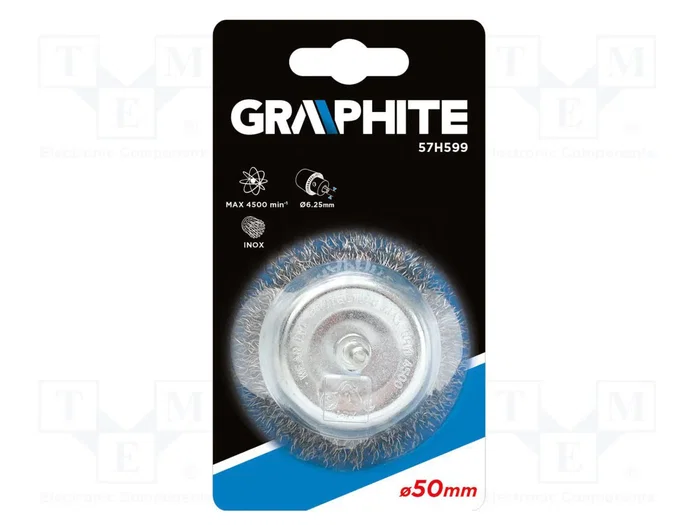 GRAPHITE Cepillo de taza de 50mm con espiga para acero GRAPHITE Cepillo de taza de 50mm con espiga para acero