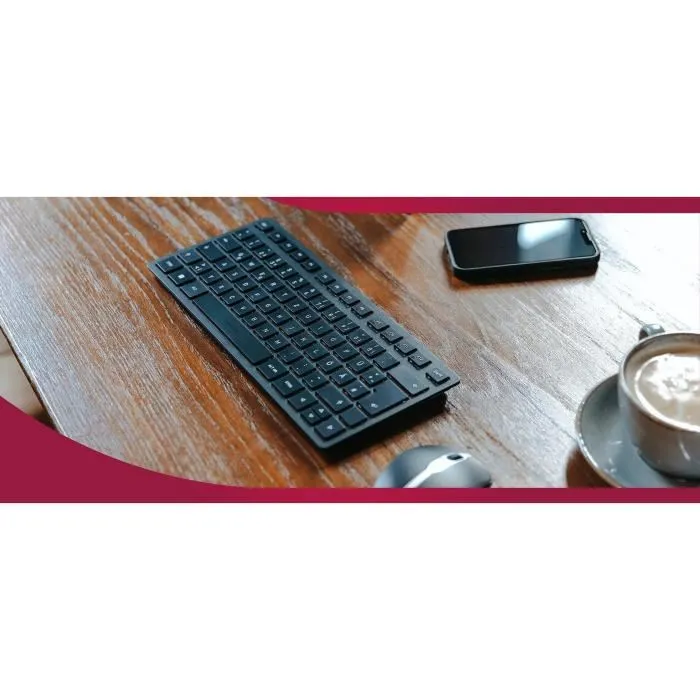 Cherry KW 9200 MINI Teclado Compacto Inalambrico 2.4GHz, Bluetooth 5.0 y con Cable Recargable Negro