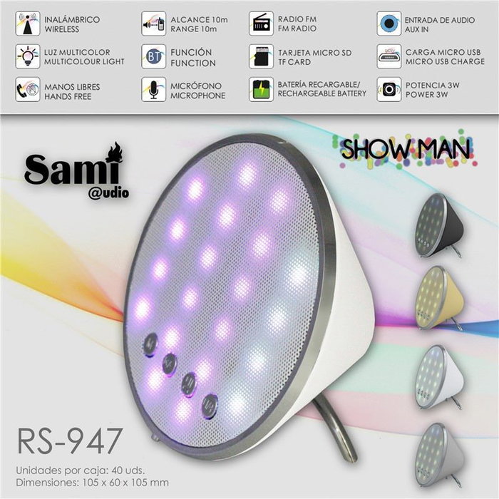 SAMI Altavoz Multimedia Showman con Luz Disco Bluetooth, Color Amarillo