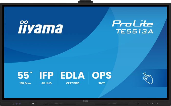 iiyama iiWare21E (EDLA), Pantalla Táctil Android 14 8/128GB, 55" UHD IPS Panel 3840x2160 con PureTouch IR+ y Zero Bonding