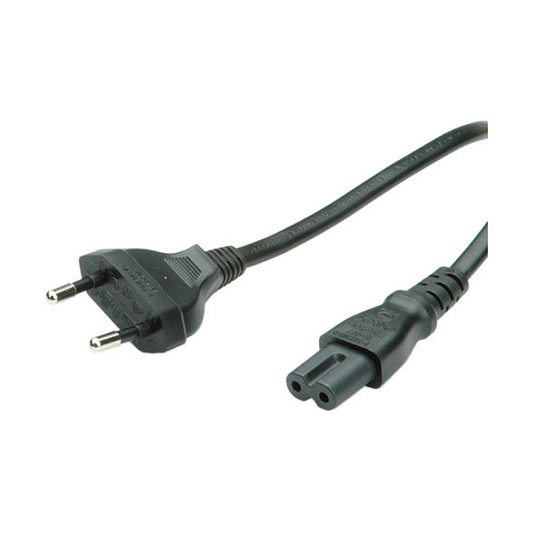 ROLINE Cable de Alimentación IEC320 C7 2 polos, Euro-Flachstecker CEE7/16 a Conector C7, Negro, 1.8 m, 250 V, 2.5 A