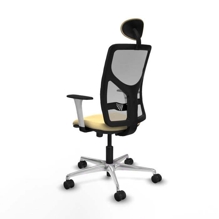 PIQUERAS Y CRESPO Silla de oficina Motilla con mecanismo Sincro/Traslack, Crema y Gris