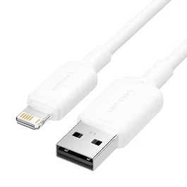 Vention LAMBF Cable USB-A a Lightning 2.0, 1m, 480 Mbps, 2.4A de carga rápida, Conectores Macho, Color Blanco