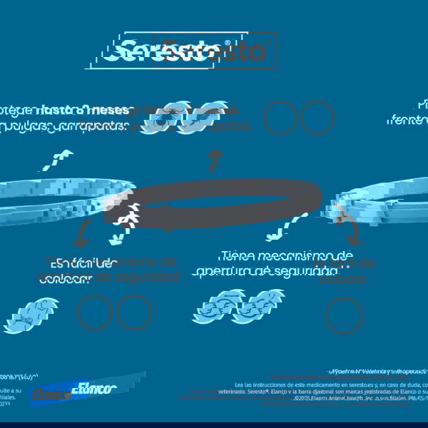 Elanco Seresto Collar Antiparasitario para Gatos, Protección contra Pulgas y Garrapatas hasta 8 Meses, 1 Unidad
