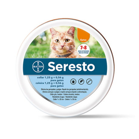 Elanco Seresto Collar Antiparasitario para Gatos, Protección contra Pulgas y Garrapatas hasta 8 Meses, 1 Unidad Elanco Seresto Collar Antiparasitario para Gatos, Protección contra Pulgas y Garrapatas hasta 8 Meses, 1 Unidad
