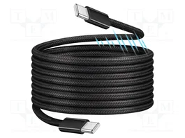 LogiLink Cable USB 2.0 Tipo C Magnético 100W de Nylon, 1,5 m, Negro