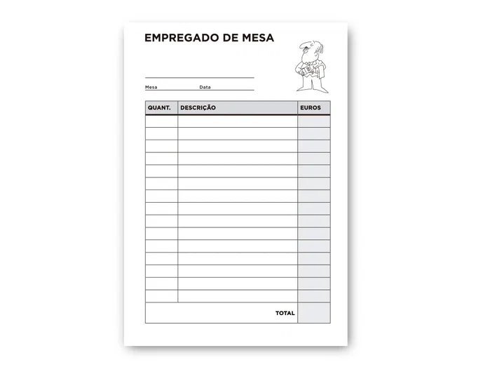 Liderpapel Talonario Camarero Octavo Original Sin Iva 102 Texto En Portugues 90x160x105 mm