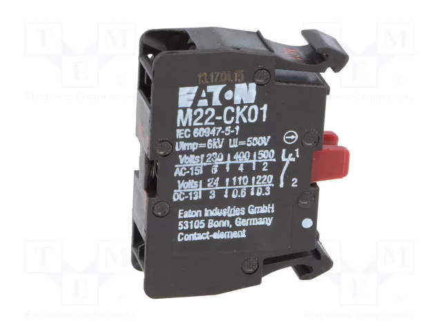 Eaton M22-CK01 Elemento de contacto auxiliar con 1 contacto conmutado Eaton M22-CK01 Elemento de contacto auxiliar con 1 contacto conmutado