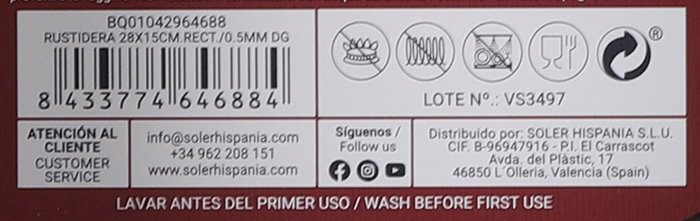 Quttin Rustidera Rectangular 28 x 15 cm, 0.5 mm (12 Unidades)