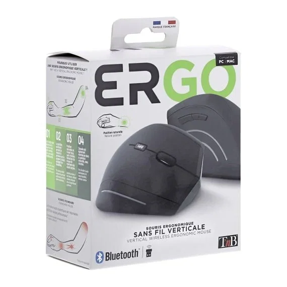 TNB ERGO Ratón inalámbrico vertical ergonómico Bluetooth + USB-A, Negro TNB ERGO Ratón inalámbrico vertical ergonómico Bluetooth + USB-A, Negro