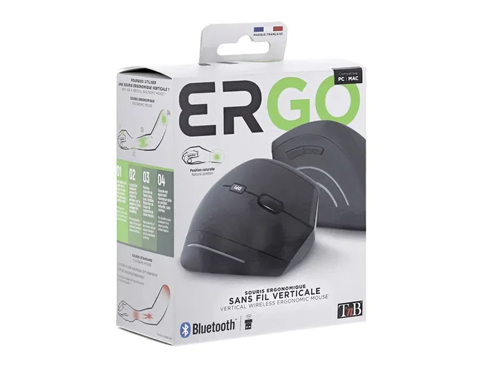 TNB Ratón Inalámbrico Vertical Ergonómico Bluetooth + USB-A 2,4 GHz Negro