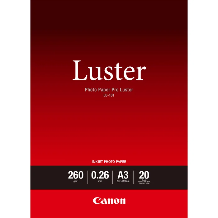 Canon Papel Fotográfico Photo Paper Pro Luster LU-101 A3, 260 g/m², 20 Hojas