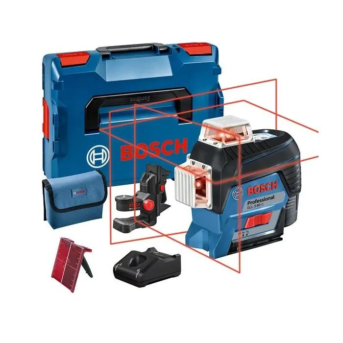 Bosch Professional 0601063R02 Láser de Línea 12V GLL 3-80 C + Batería GBA 2Ah + Cargador + Caja L-BOXX