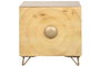 DKD Home Decor Mesita de Noche Colonial Mango Metal Natural Dorado 40 x 50 x 50 cm
