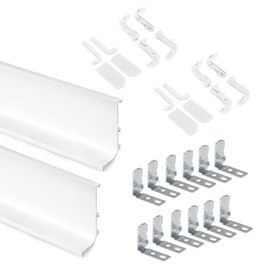 Emuca Kit de 2 perfiles superiores Gola para muebles de cocina, longitud 2,35m, con accesorios, Aluminio, Pintado blanco