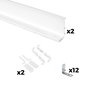 Emuca Kit de 2 perfiles superiores Gola para muebles de cocina, longitud 2,35m, con accesorios, Aluminio, Pintado blanco