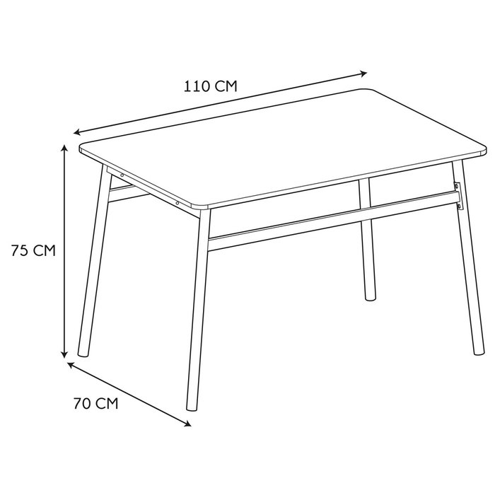 Home Deco Factory Essentiel Mesa de Comedor, MDF con Patas de Metal, 110 x 70 cm, Altura 75 cm