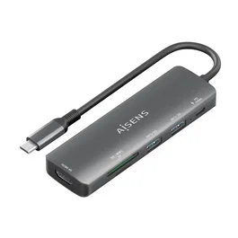 Aisens USB-C Dock 6 en 1 Hub, HDMI, 2x USB-A, USB-C PD 100W, SD/MicroSD, Gris
