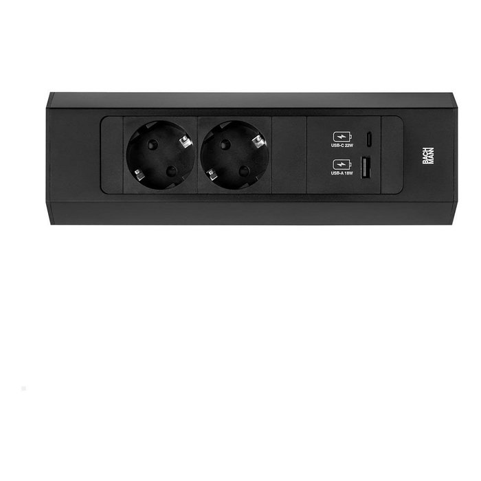 Bachmann Casia 2 Regleta 2 Tomas CEE 7/3 + 1xUSB A/C 22W 2m Negro