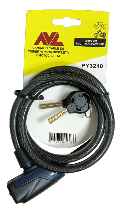 AVL Candado de Cable para Bicicleta o Motocicleta 10x100 cm 4,5 mm AVL Candado de Cable para Bicicleta o Motocicleta 10x100 cm 4,5 mm