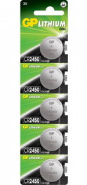 GP Pilas de Litio CR2450 3,0V 610 mAh Pack de 5