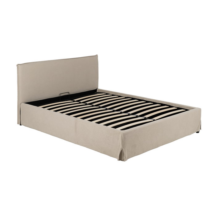 Cama Canapé Beige Tejido Dormitorio 166 X 215 X 96 cm Cama Canapé Beige Tejido Dormitorio 166 X 215 X 96 cm