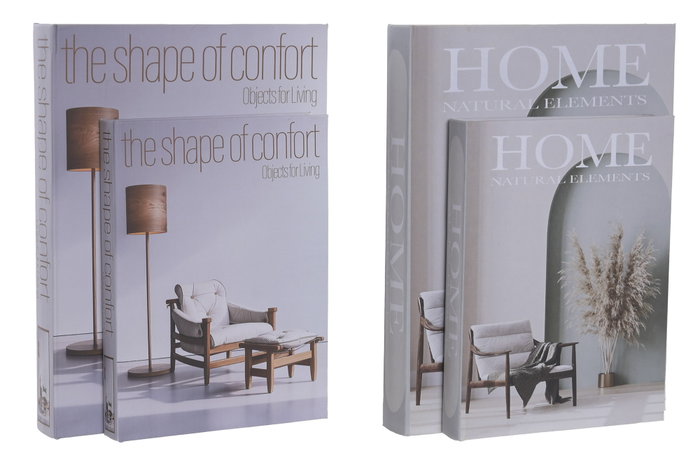 DKD Home Decor Set de 2 Cajas para Libros Beige y Gris
