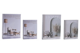 DKD Home Decor Set de 2 Cajas para Libros Beige y Gris