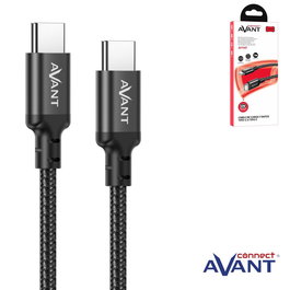AVANT CONNECT Cable C a C Tipo C PD 60W 3A 1m Trenzado, Carga Rápida, Force Edition