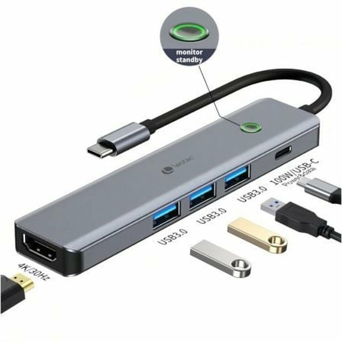 Leotec Docking Station 5 en 1 LEDS05 Gris Leotec Docking Station 5 en 1 LEDS05 Gris