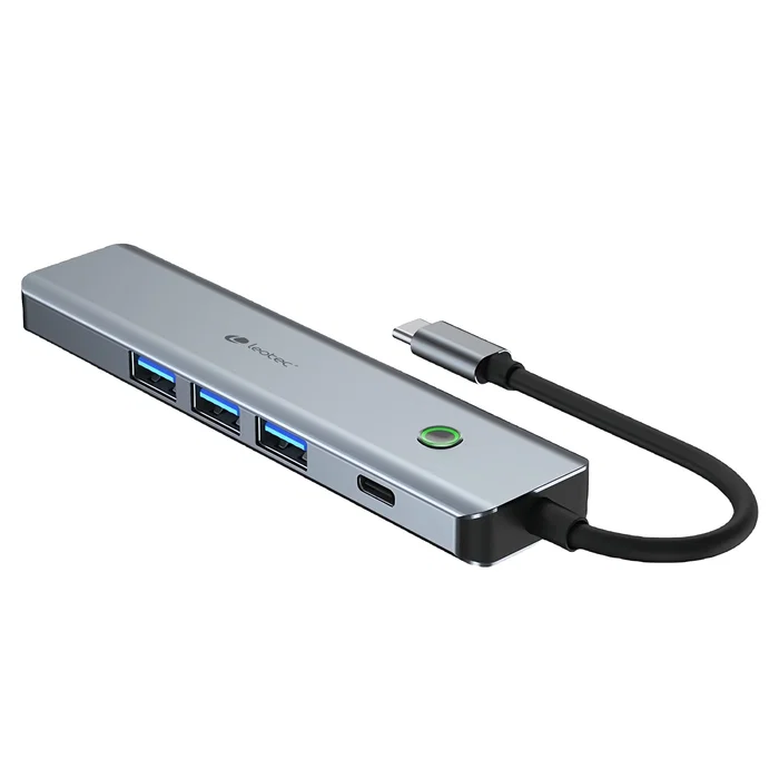 Leotec LEDS05 Base Docking Station para Portátil, Puerto USB-C PD 100W para Carga y Datos, 3 Puertos USB 3.0, Puerto HDMI 4K 30Hz, Gris