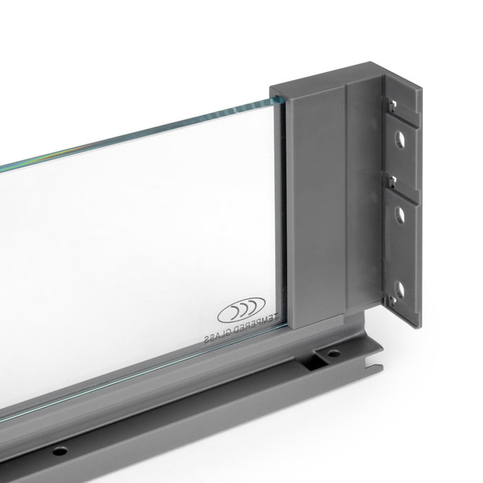 Emuca Cajón exterior Vertex 40kg con lateral de vidrio de altura 131mm, profundidad 500mm, Acero y Aluminio y Cristal, Gris antracita