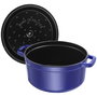 Staub 40510-284-0 La Cocotte redonda de hierro fundido 26cm, 5.25L, azul, apto para inducción, lavavajillas y horno